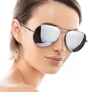 SODQW Classic Mirrored Women Polarized Sunglasses, Oversized Pliot Sunglasses with UV400 Protection for Driving Travel Outdoors