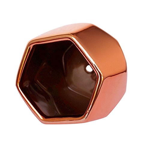 GeLive Hexagon Rose Gold Succulent Planter, Ceramic Geometric Cactus Plant Pot, Modern Window Box with Drainage Hole, Home Accent Décor (Hexagon Planter)