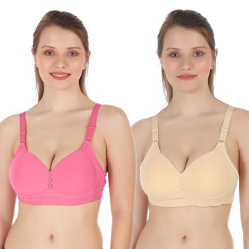 Image of Tweens Lite Wite - Minimiser Medium Padded Cotton Lycra Bra (Plus Size) - Triple Hook - Full Coverage - Wirefree - Seamless T-Shirt Bra