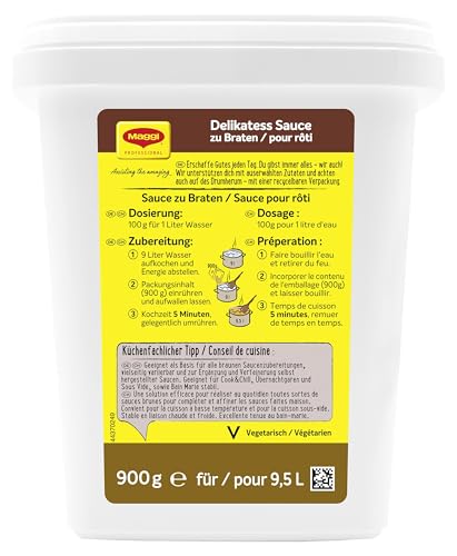 MAGGI Professional Delikatess Sauce zu Braten, vegetarisch, Ergiebigkeit 10L, 1er Pack (1 x 900g GastroBox)