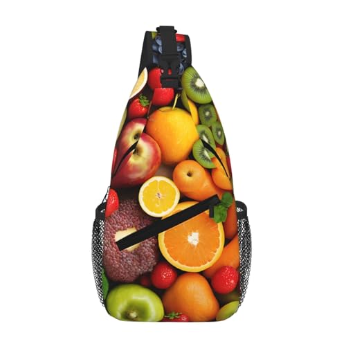 Fruit Rainbow Print Cross Chest Bag Diagonally - High-Capacity For Short Trips, Work, And Daily Use