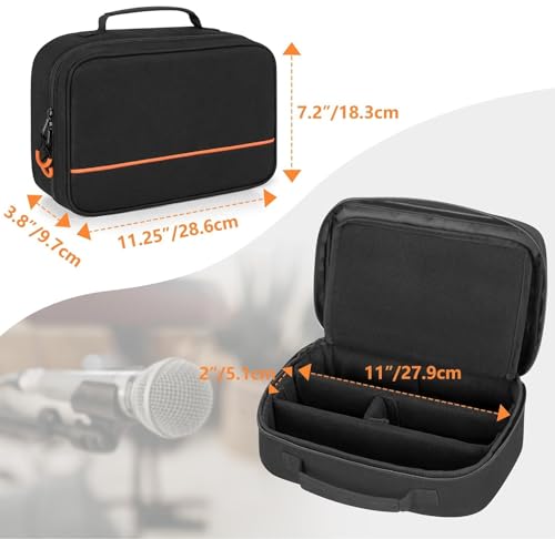 Image of ALASKA 3-Slot Wireless Microphone Carrying Case - Compact, Padded and Durable Storage Bag for 3 Microphones up to 11 Inches. Portable Mic Case.