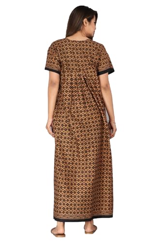 Image of Monique Brand 100% Pure Cotton Nighty for Woman | Floral Gown for Women Night Wear | Cotton Nighty for Women Stylish | Maxi for Women Cotton
