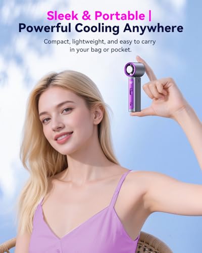 Image of DRORION Portable Mini Fan with Ice Cooling Function, 199 Speed Adjustable Handheld Fan, Rechargeable Personal Fan with Digital Display, Quiet Desk Fan for Travel, Office, Outdoor, Summer,Grey