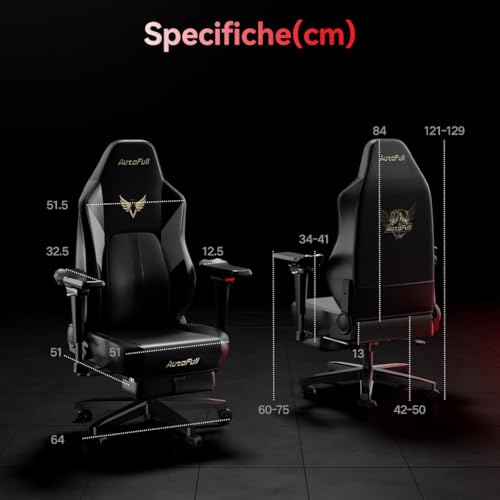 M6 Sedia Gaming con Riscaldamento Ventilato e Supporto Lombare a Tracciamento Dinamico, Braccioli Meccanici 6D in Pelle PU con Poggiapiedi, Nero - Sedia gaming - Immagine 1