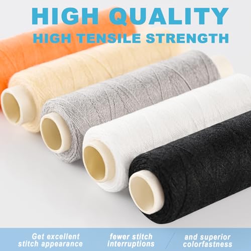 AOFITOA 12 Color Sewing Thread Kit, All Purpose Thread Polyester, 400 Yards Each Spool with Sewing Needle & Threader, Needle and Polyester Threads Small kit Applicable to DIY and Home Hand Stitching.