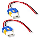 RED WOLF 9005 9006 HB3 2 PIN Female Wiring Ceramic Socket Fit For Toyota GM Ford Chevy Hyundai Chrysler Kia Honda Headlight Fog Light Retrofit Pigtail Adapter Head Lamp Adapter Wire LED Bulb Connector