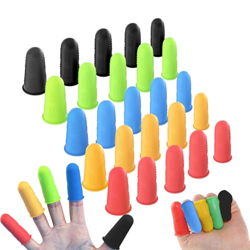 50 Pcs Silicone Thimble Finger Guard Rubber Protector Rubber Thimble Protector Hand for Hot Glue Gun Safe Finger Protectors Sewing Tips Guard 5 Color ﻿