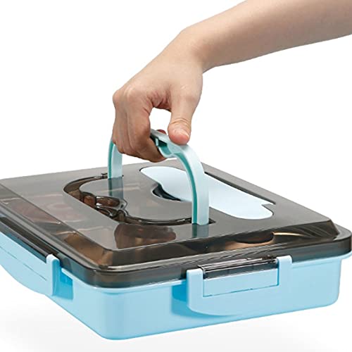 Fiambrera Bento de Acero Inoxidable, con Gran Capacidad para arroz, Aislamiento térmico Sencillo, portátil, 4 Compartimentos.