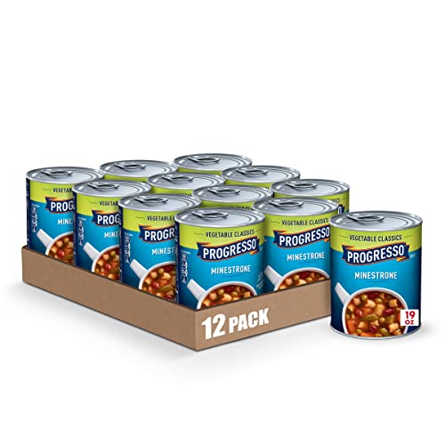 Progresso Minestrone Soup, Vegetable Classics Canned Soup, 19 oz (Pack of 12)