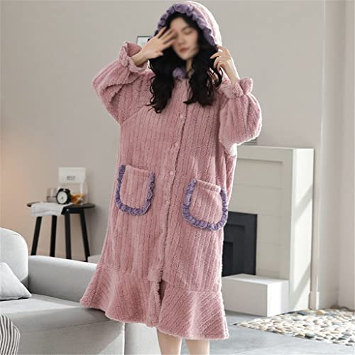 Pyjama femme rose XXL à capuche version ample pour l'hiver - 2