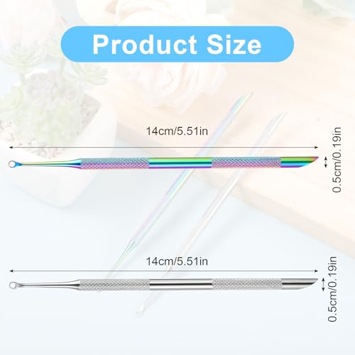 2PCS Pre Treatment Cuticle Pusher Dual Ended Cuticle Remover Stainless Steel Nail Dirt Cleaner Tool For Women Salon Home Fingernails Toenails Manicure Pedicure Nail Art Care Tools