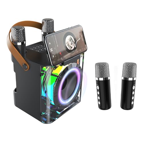 Spalivivre Máquina de karaoke Bluetooth 5. 3 altavoces, karaoke con 2 micrófonos para fiestas en casa