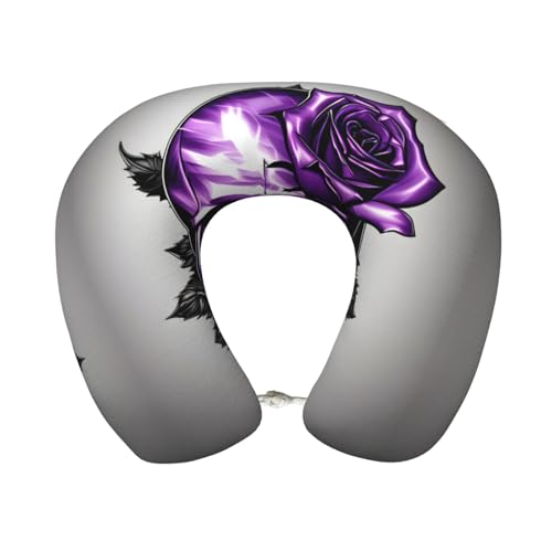 Almohada cervical con diseño de rosa y calavera negra miniatura 1