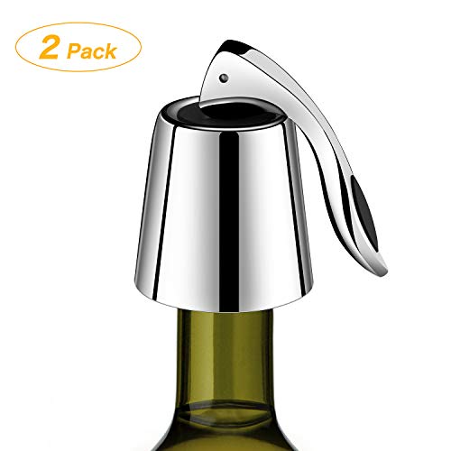 Wine Bottle Stopper Pack Of 2, Stainless Steel Wine Bottle Plug with Silicone