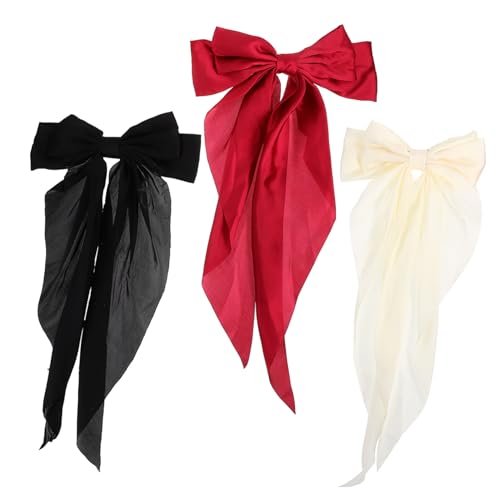 Barrettes à nœud VICASKY : lot de 9 pinces à cheveux en métal noir blanc rouge
