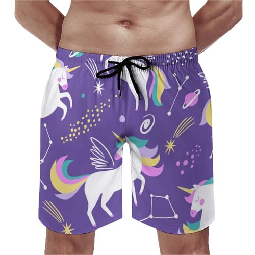 Shorts de bain homme licorne galaxie taille S avec cordon et poches