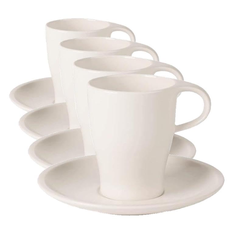 Taza de café con plato de vajilla blanca Villeroy & Boch, juego de tazas de porcelana apto microondas