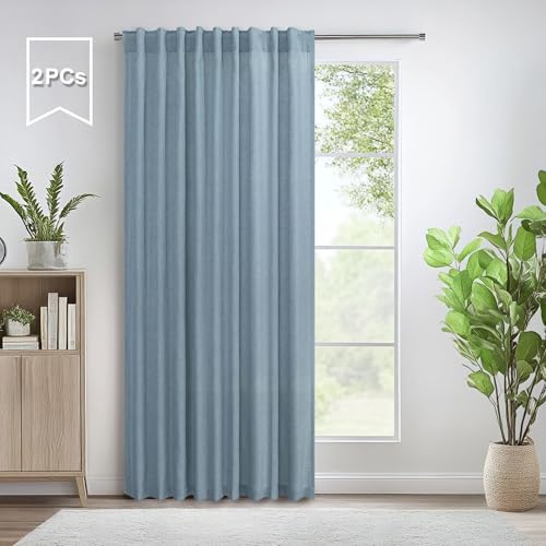 Pitalk Light Blue Wide Curtains for Windows Extra Width 60x90