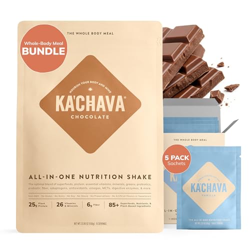 Ka’Chava Whole Body Meal Shake Bundle – Chocolate 2lb Bag + Vanil...