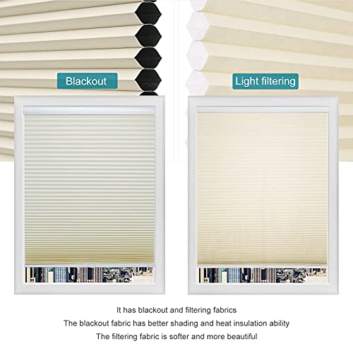 Changshade Size Customized Cellular Shades,Cordless Blackout Honeycomb Shade With The Diameter Of 1.5 Inch Honeycombs For Office,Living Room,Bedroom,Thermal Insulated,Beige,Cmc-Cel-Bg-A #TOP4