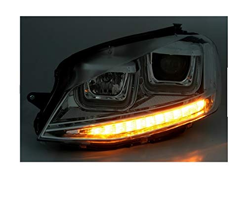 reflektory tfl reflektory czołowe kierowcy i pasażera zestaw reflektorów montaż projektor światła przednie lampy samochodowe czarne reflektory lhd kompatybilne z Volkswagen Golf 7 2012 2013 2014 2015 2016 2017 VP496