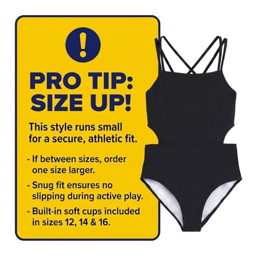 Image of Kanu Surf Girls' Beach Girl Sport Cut-Out One Piece Swimsuit