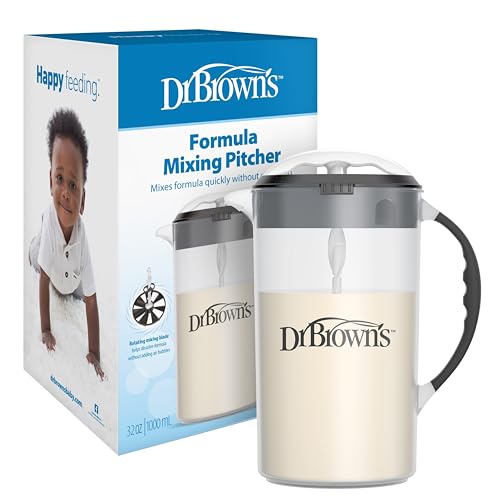 Image of Dr. Brown's Baby Formula Mixing Pitcher with Adjustable Stopper, Locking Lid & No Drip Spout, Black, BPA Free, 36oz, 1 Pack