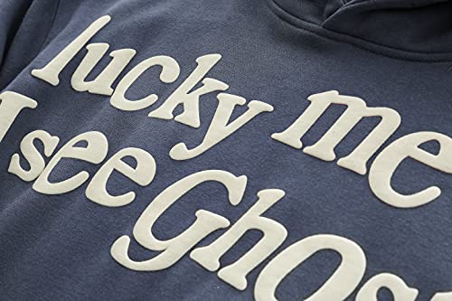 BLLDFZ I See Ghosts Hoodie Hip Hop Hooded Dark Gray