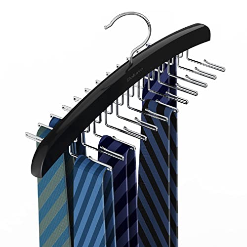 Dolinvo Upgraded Tie Rack Tie Hanger 24 Hooks Wooden Tie Organizer thumb #1