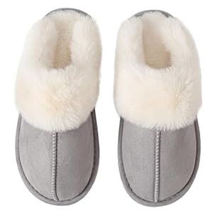 Womens Slipper Memory Foam Fluffy Soft Warm Slip On Anti-Skid House Slippers,Cozy Plush for Indoor Outdoor