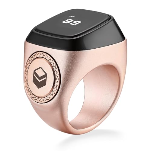 iQIBLA Zikr Ring® anello intelligente multifunzionale con contatore di preghiere Tasbih e app per lo stile di vita musulmano Life (Oro Rosa, 18mm)