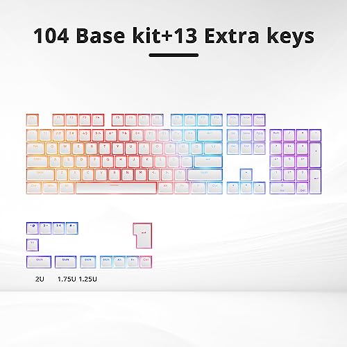 Image of PBT Pudding Keycaps Set 117 Keys, Double Shot Translucent XDA Profile for ISO & ANSI Layout 61 /68 /84 /87 /104 Keys Mechanical Keyboard