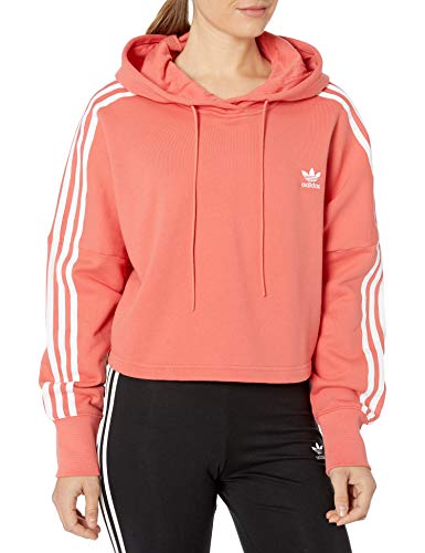 adidas Originals Women's Cropped Hoodie Sweatshirt, Trace Scarlet S18/White, L