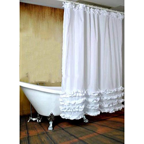 Rideau de douche blanc 180x180 cm en polyester épais imperméable sans perçage et anti-moisissure