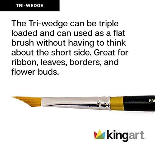 KINGART Premium Set de Pinceles Artísticos Original Gold 9900 Serie Miracle Wedge, Pelo Sintético Golden Taklon, Mango Corto, 4 Tamaños: 6, 8, 10, 12 miniatura 4