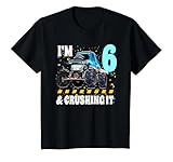 Photo Gallery bambino ho 6 anni e crushing it 6th birthday boy monster truck party maglietta Photo Gallery bambino ho 6 anni e crushing it 6th birthday boy monster truck party maglietta