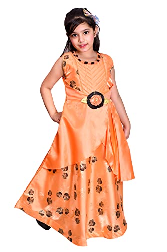 Image of Sky Heights Girl's Silk Blend Fit and Flare Maxi Wedding Dress