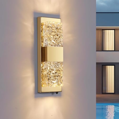 Image of 14.2 inch Dusk to Dawn Exterior Wall Light, 12W LED, Gold