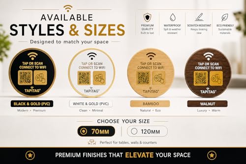 Etiqueta WiFi NFC sin suscripción TAPiTAG de PVC negro y dorado de fácil acceso 7