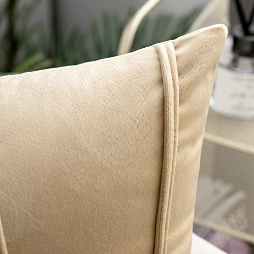 Image of Khooti Velvet Striped Cushion Cover Pack of 1-20 inch x 20 inch / 51 x 51 cm | Wheat | Soft Pillow Covers Cushion Case for Sofa Bedroom Livingroom Chair Car, Cushion Cover with Zig Zag Pattern