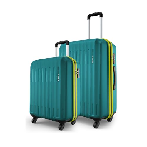 Image of Safari Genius Alley Set of 2 (Cabin + Medium) Trolley Bags Hard Case Polypropylene, 4 Wheels, 360 Degree Wheeling Luggage, Travel Bag, Suitcase for Travel, Trolley Bags for Travel, Teal Green