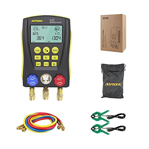 Refrigeration Gauges Digital Manifold HVAC Gauge Set, Vacuum Pressure Temperature Leakage Tester for Testing Maintaining Air-Conditioner, Refrigerator