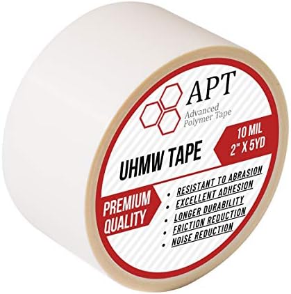 APT, UHMW (Ultra-high Molecular Weight) Polyethylene Tape, Resists Abrasion, Impact, for Surface Protection and Friction and Noise Reduction for Lining Sliding Surfaces. (2" x 5Yds, 10 Mil UHMW)