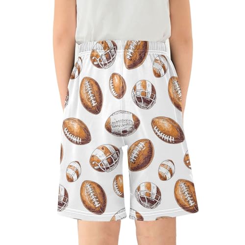 ALAZA Football White Helmet Ball Pajama Shorts Sleep Shorts Pant Lounge Pajama Bottoms Elastic Waist with Pockets2