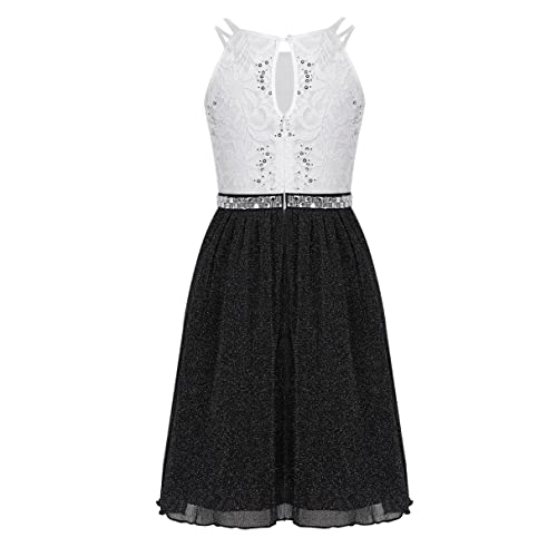 YiZYiF Big Girls' Halter Sequins Lace Chiffon Flower Dress Junior Wedding Bridesmaid Prom Party Gowns3