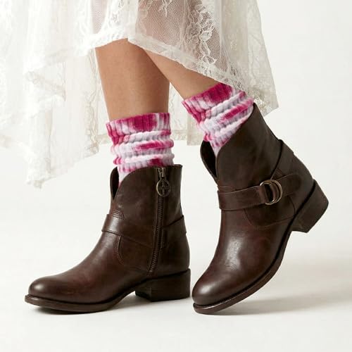 Image of COUVER Womens Scrunched Slouch Socks Soft Cotton Breathable Retro Crew or Knee High, Multiple Colors