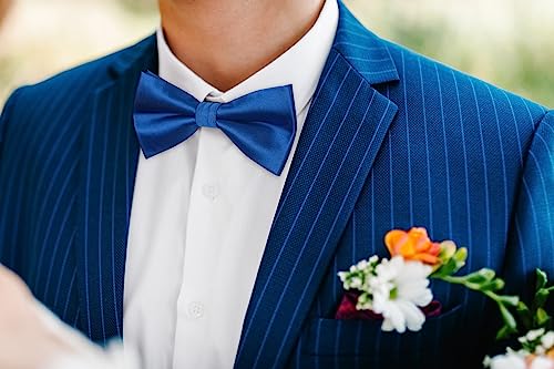 Image of HISDERN Bow Ties for Men Pretied Bowties Classic Formal Business Bow Tie Adjustable Tuxedo Bowtie for Wedding Party