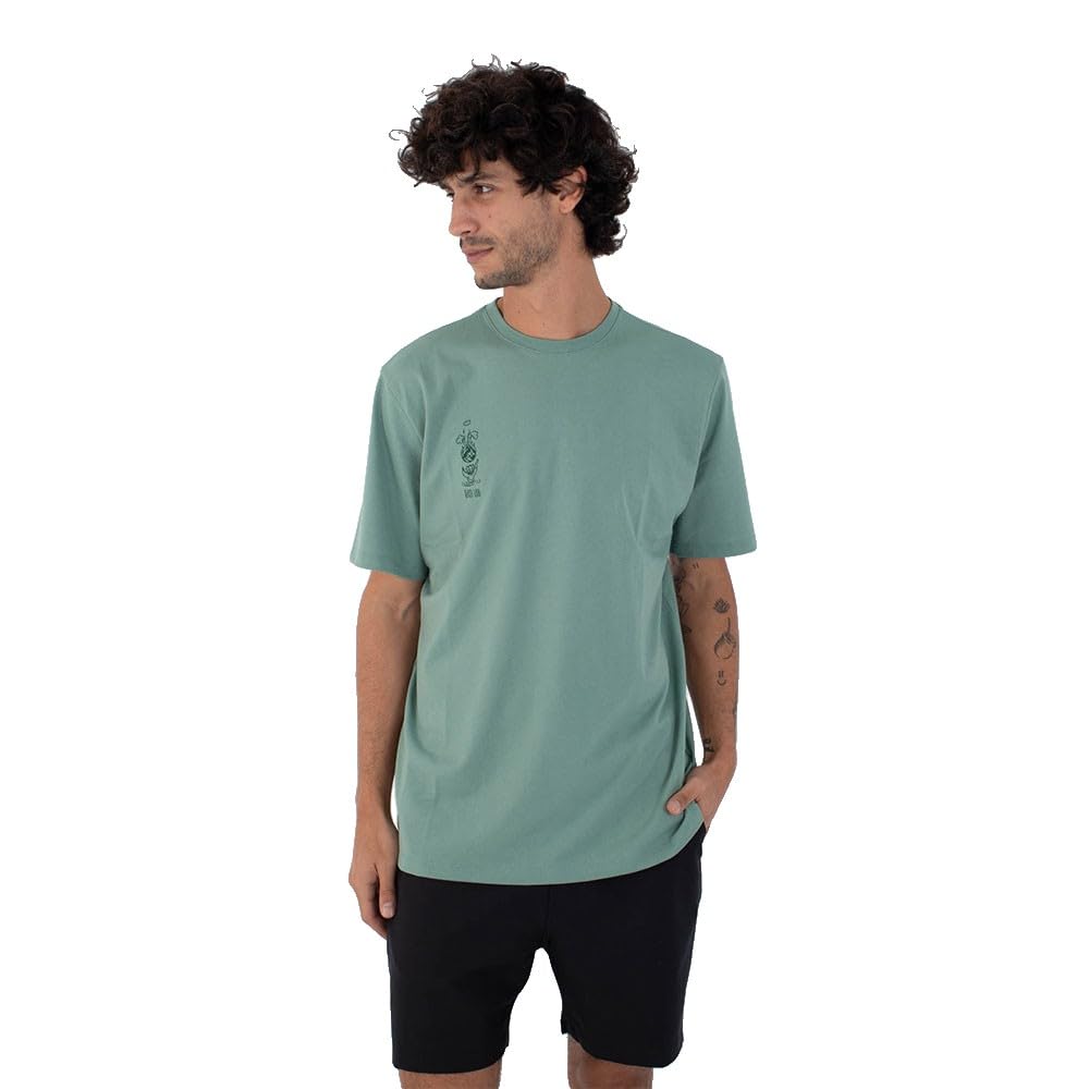 Hurley Mens Short Sleeve H2o Dri Storm Chasing T-Shirt, Green, L EU