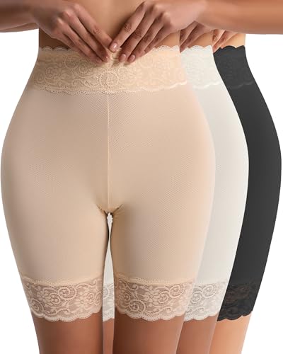 Image of Women's Cooling Mesh Lace Slip Shorts for Under Dresses Anti Chafing, Anti-Roll Lace, Soft Breathable Skin-Friendly